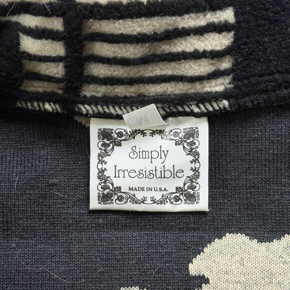 Vintage Simply Irresistible Fleece Jacket Moose Tree Canoe Print Black Tan Sz M - Picture 5 of 7